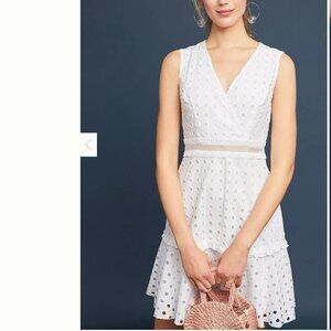 Anthropologie Donna Morgan White Sleeveless Eyelet Dress Size 10 NEW